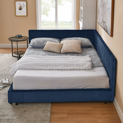 Mid Century Storage Upholstered Tufted Bed Frame