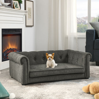 Modern Elegant Rectangle Pet Bed elevated dog sofa in gray fabric by HouseOfZazla on Tampa Home & Garden Store