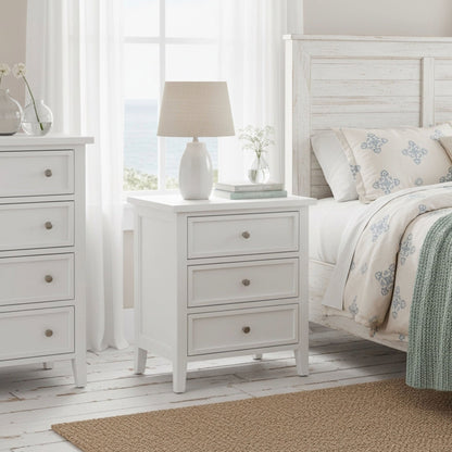 Pair of 3-Drawer Nightstands with Metal Glides white finish bedside tables HouseOfZazla on Tampa Home & Garden Store