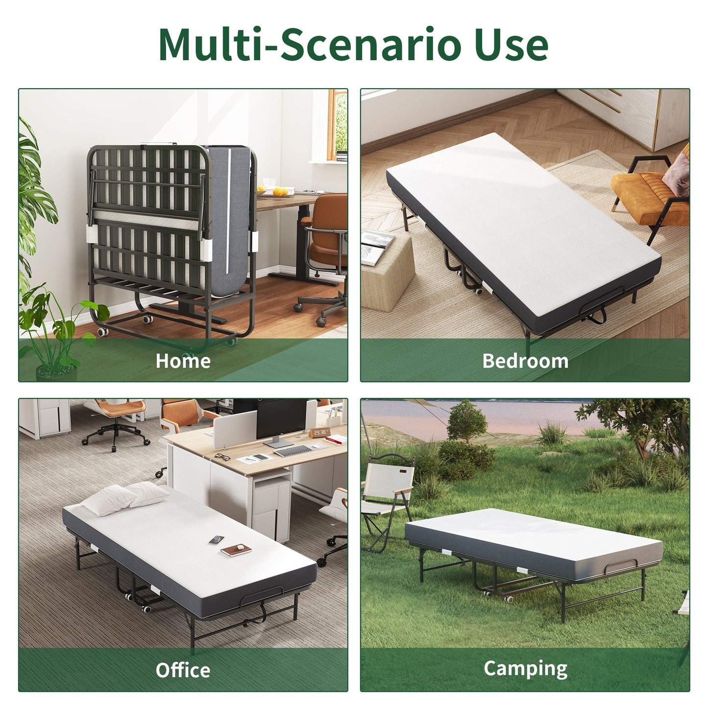Twin Extra Long Bed and Foam Mattress Black