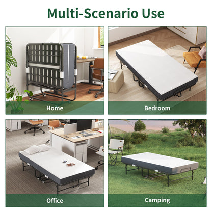 Twin Extra Long Bed and Foam Mattress Black