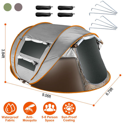 GemGear 3-4 Person Pop Up Tent with orange trim on Tampa Home & Garden Store