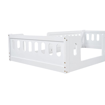 Platform Bed With Guardrail white wood frame HouseOfZazla, platform beds & bed frames on Tampa Home & Garden Store