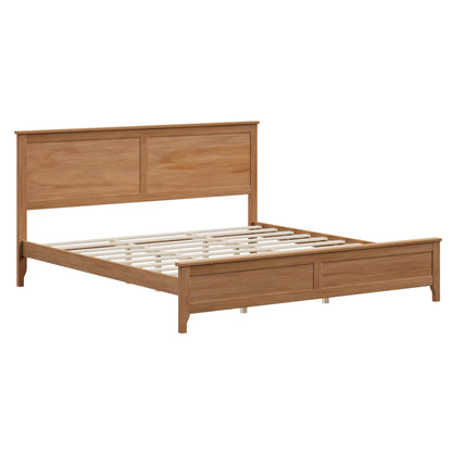Modern Solid Wood King Platform Bed with Slats