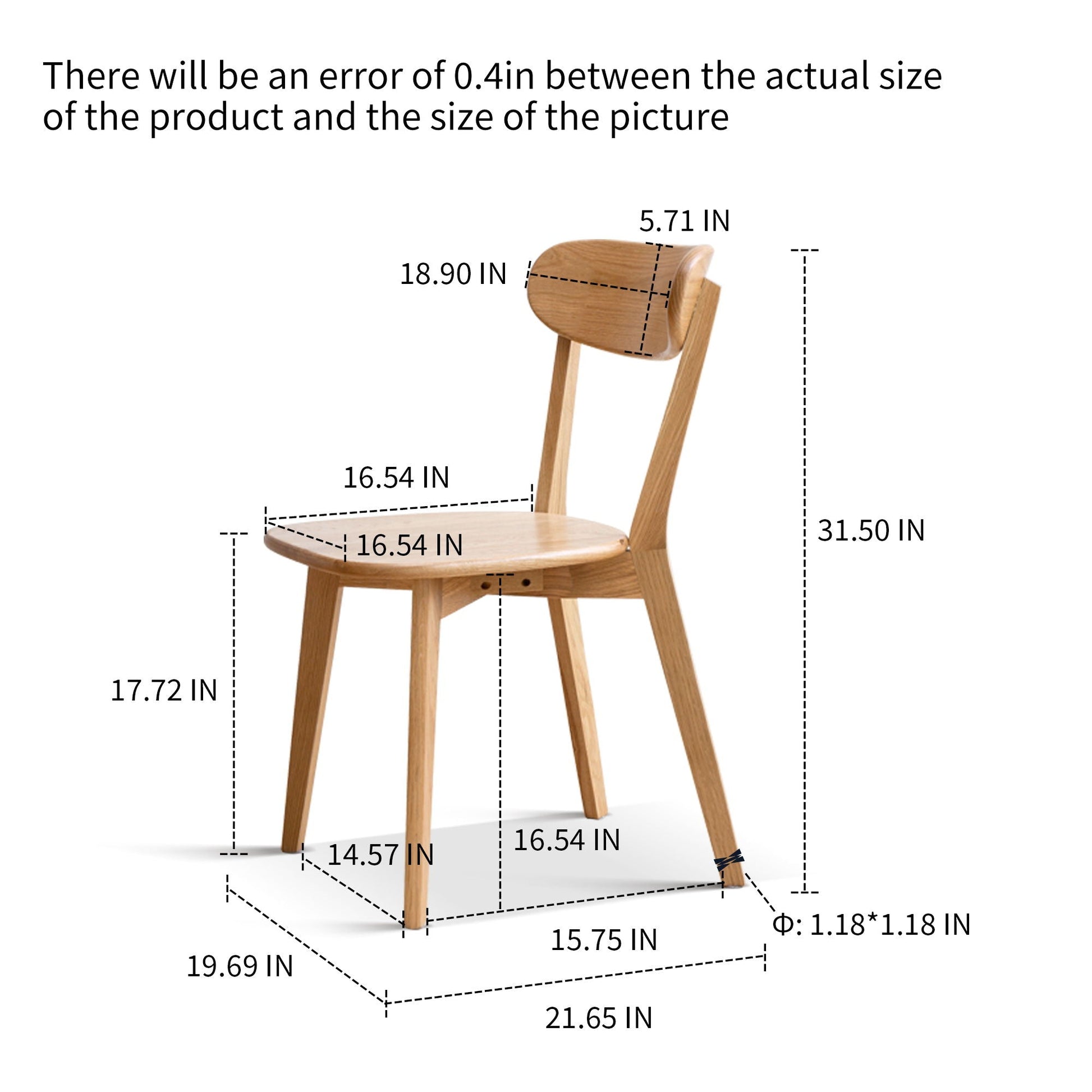 Simple dining chair in natural wood finish with curved backrest and tapered legs Unique Piece on Tampa Home & Garden Store