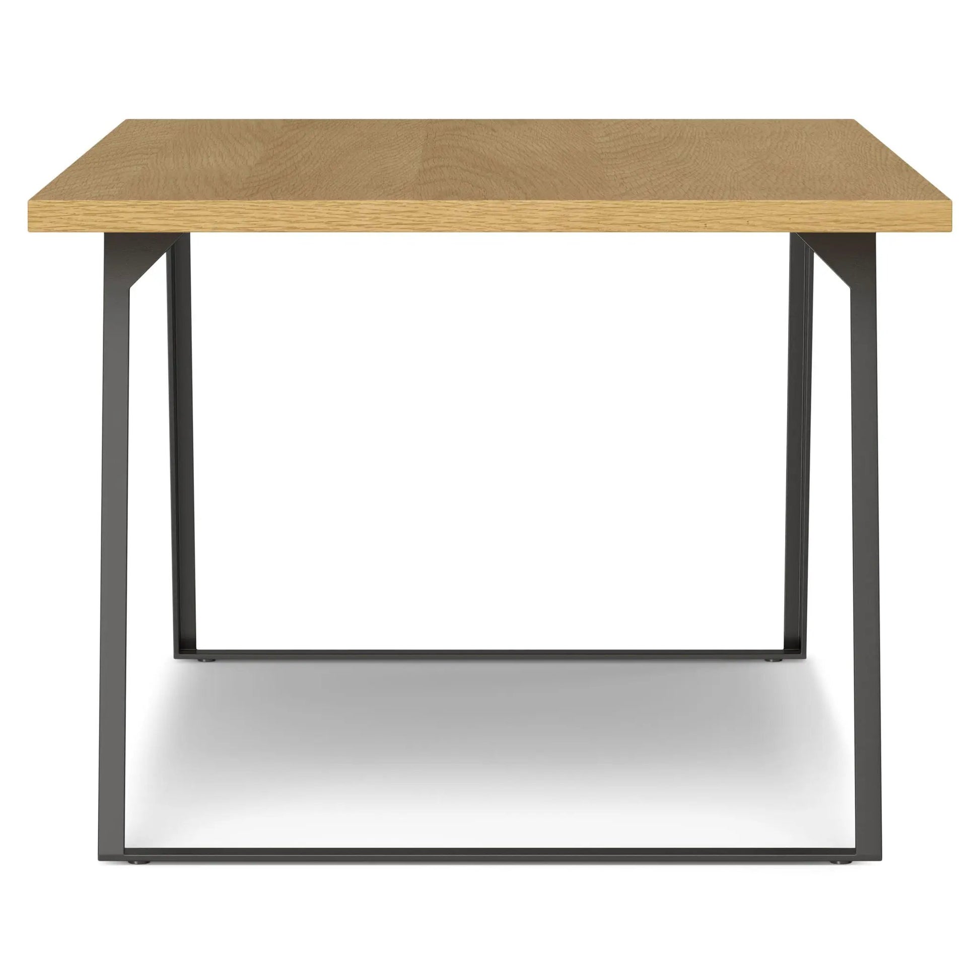Lowry Handcrafted Square Dining Table in light oak with black metal legs on Tampa Home & Garden Store