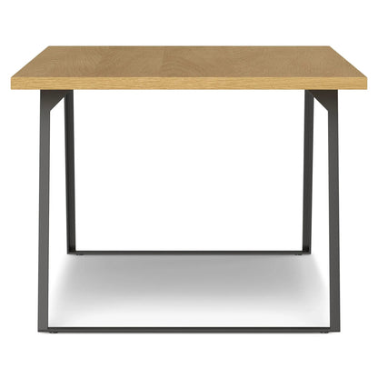 Lowry Handcrafted Square Dining Table in light oak with black metal legs on Tampa Home & Garden Store