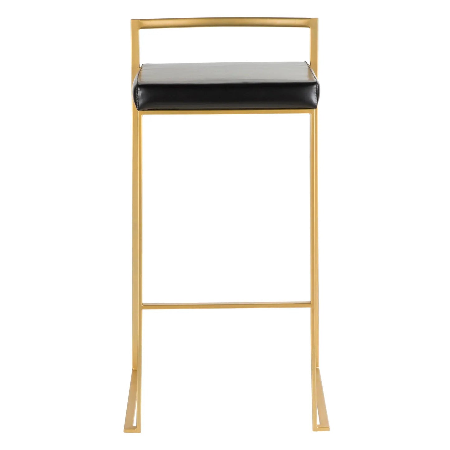 Fuji contemporary glam barstool with gold frame and black leather seat by Unique Piece Furniture on Tampa Home & Garden Store