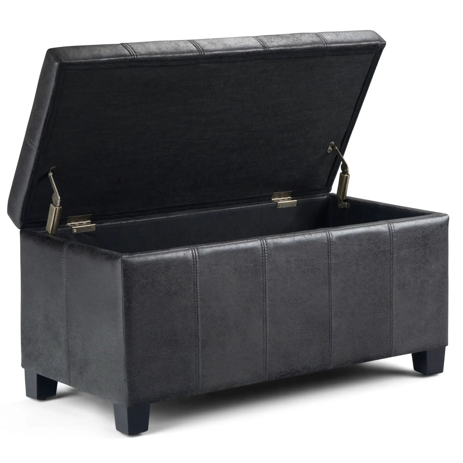 Dover storage ottoman bench black faux leather with lift-top lid by Unique Piece Furniture on Tampa Home & Garden Store