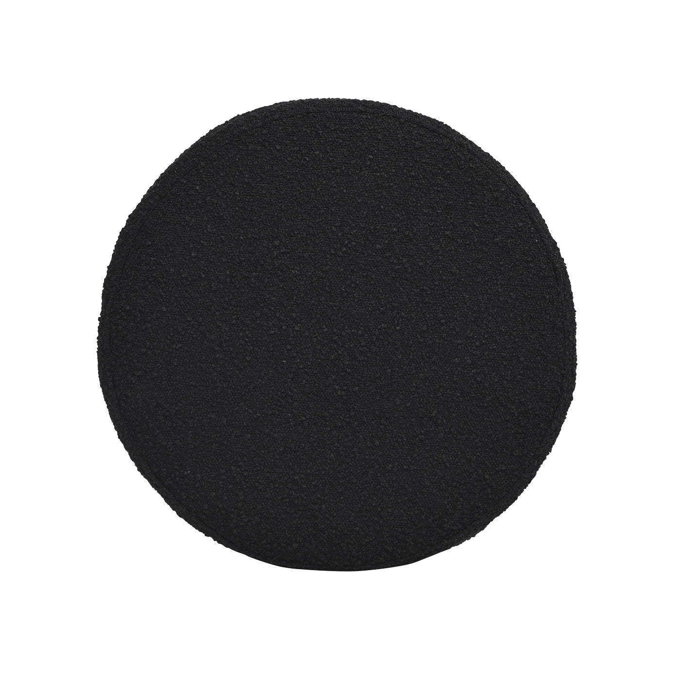 Fuji oversized round storage ottoman by HouseOfZazla in black textured boucle fabric on Tampa Home & Garden Store