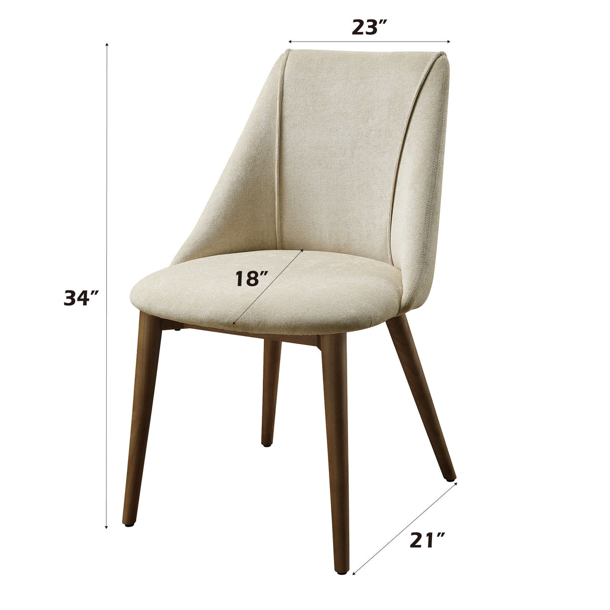 Beige microfiber side chair set of 2 with cushioned seating and walnut finish on Tampa Home & Garden Store