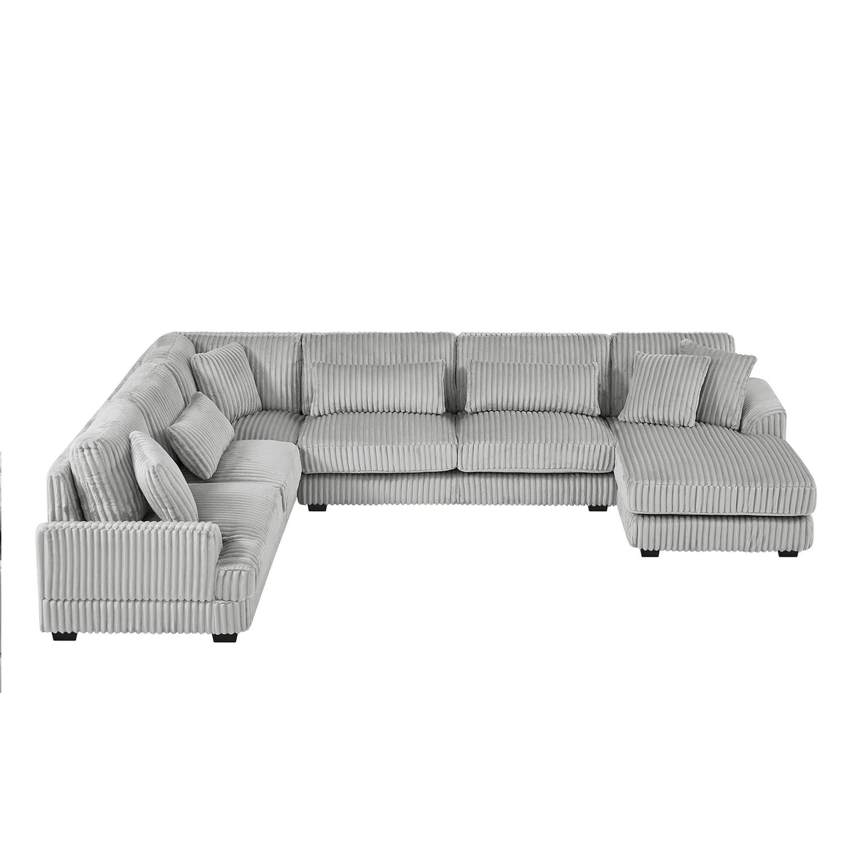 U-shaped sectional sofa with chaise in gray corduroy, oversized stationary HouseOfZazla on Tampa Home & Garden Store