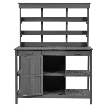 Topmax 66'' Outdoor Farmhouse Potting Bench Table by HouseOfZazla with cubby shelves on Tampa Home & Garden Store