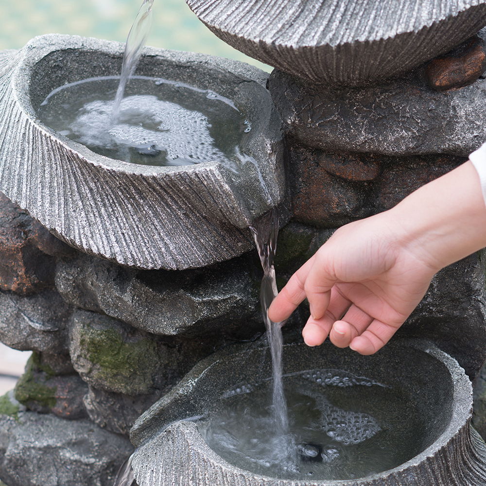 Cascading Rock Water Fountain With Led Lights