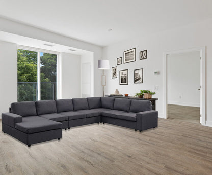 Hayden 7-seat reversible modular sectional sofa chaise, dark gray fabric, stationary on Tampa Home & Garden Store