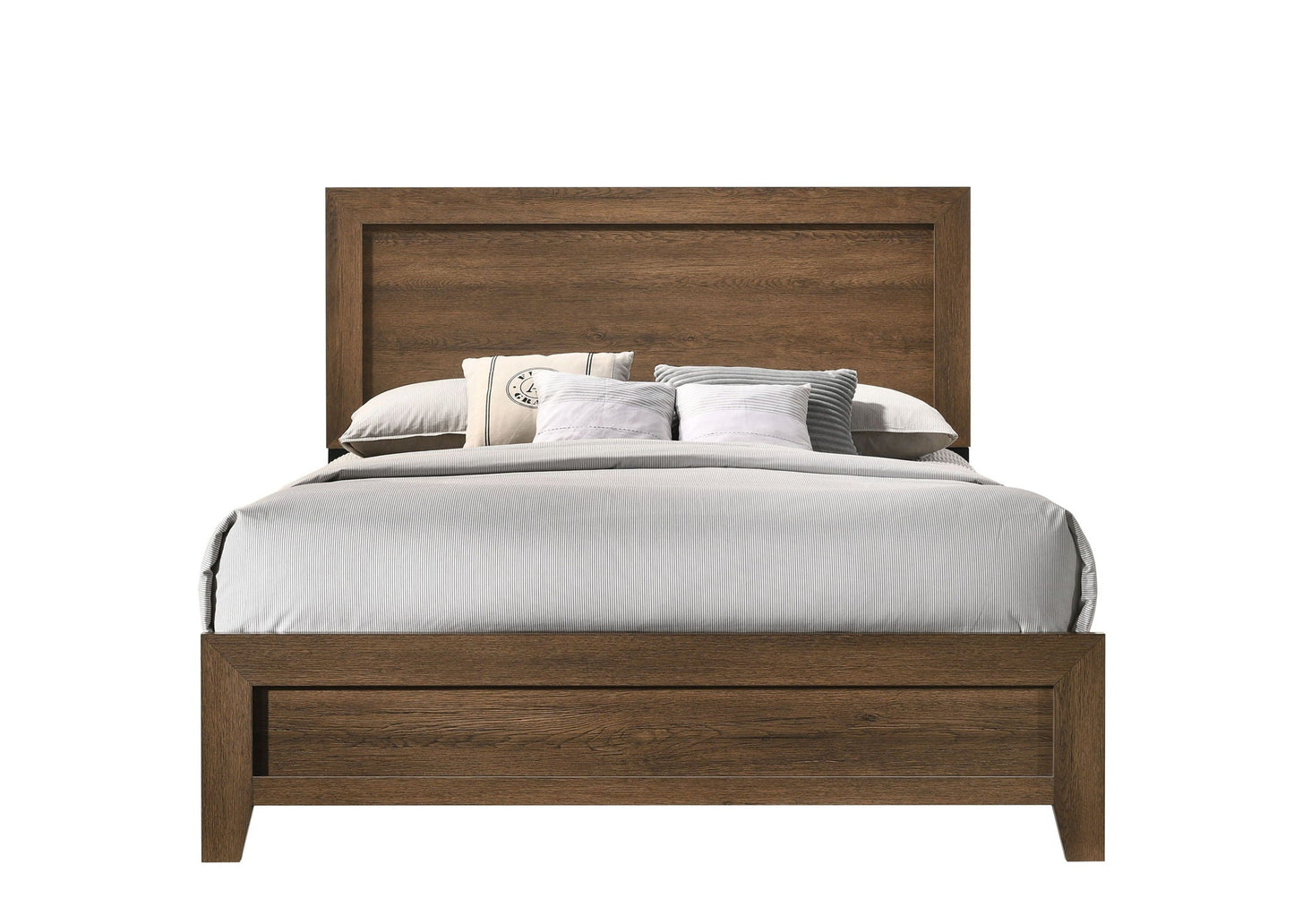 Miquell Panel Bed by HouseOfZazla in dark brown wood with a paneled headboard on Tampa Home & Garden Store