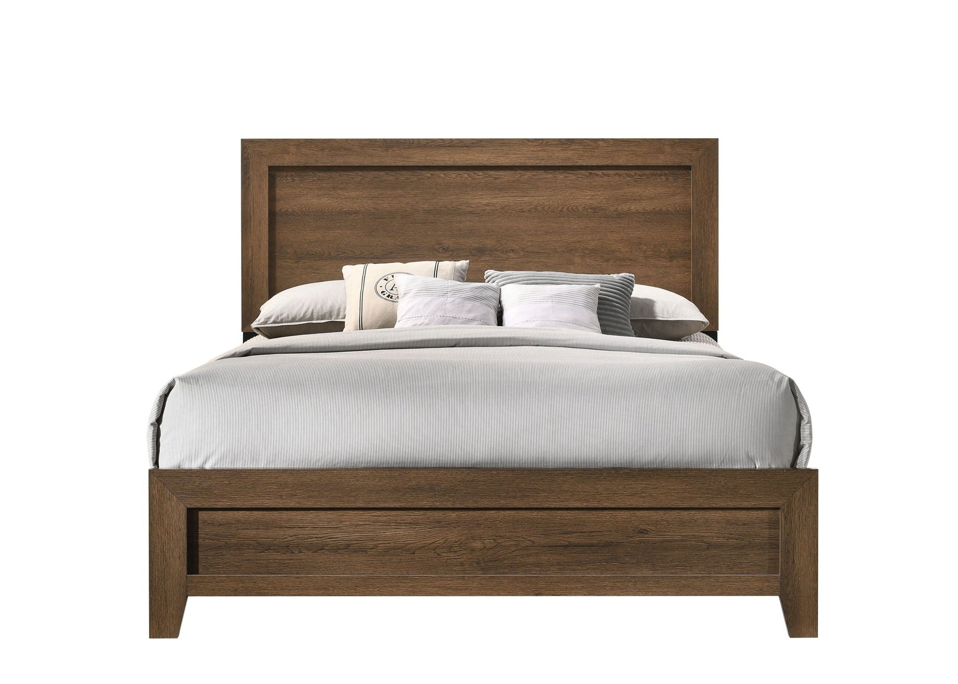 Miquell Panel Bed by HouseOfZazla in dark brown wood with a paneled headboard on Tampa Home & Garden Store