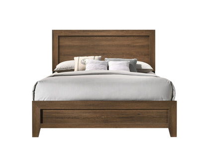 Miquell Panel Bed by HouseOfZazla in dark brown wood with a paneled headboard on Tampa Home & Garden Store