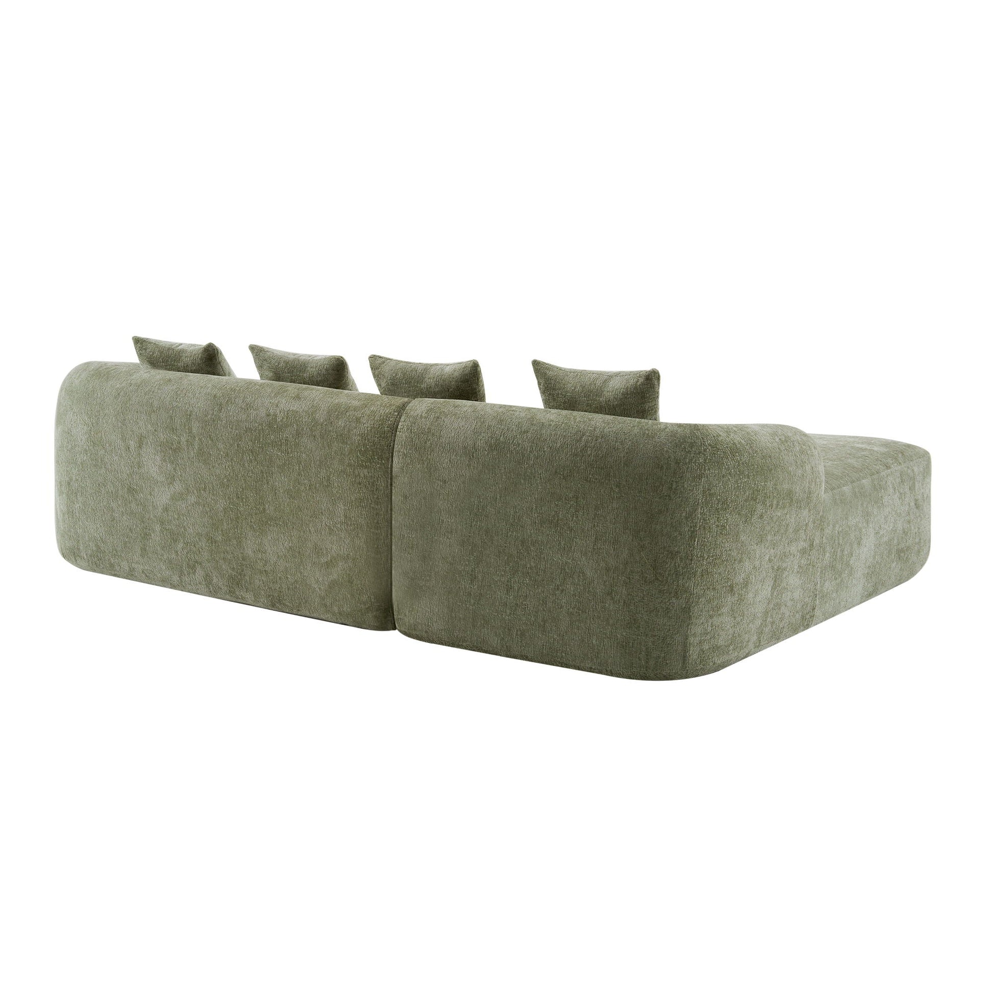 Modular L-Shape Sectional Sofa With Curved Chaise by HouseOfZazla olive velvet upholstery stationary on Tampa Home & Garden Store