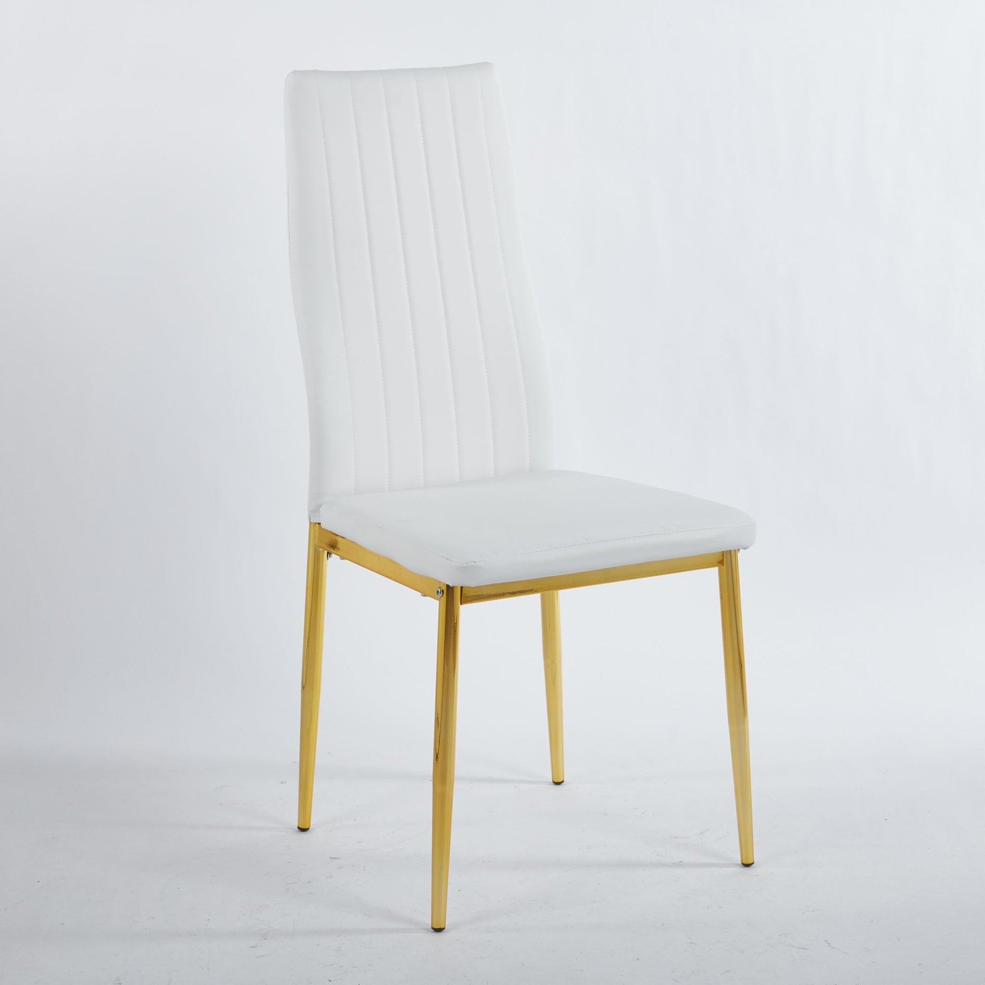 Elegant Legs Dining Chair set of 4, white upholstered seat and tall back with gold legs on Tampa Home & Garden Store