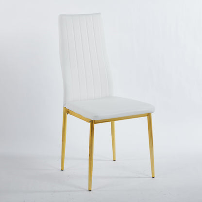 Elegant Legs Dining Chair set of 4, white upholstered seat and tall back with gold legs on Tampa Home & Garden Store