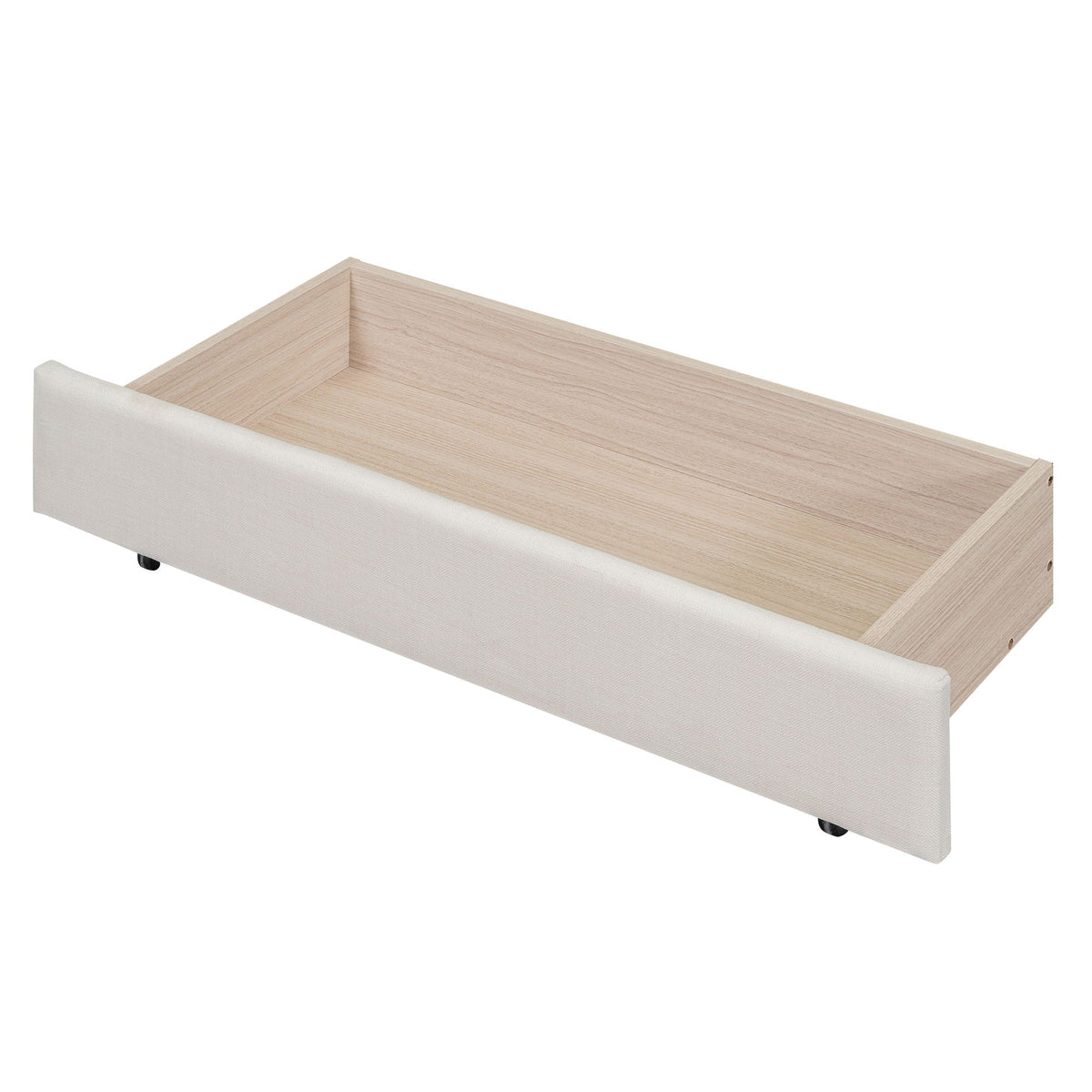 Upholstered tufted daybed with light oak frame and white fabric sides HouseOfZazla on Tampa Home & Garden Store