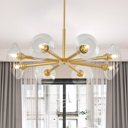 Chandelier 36in modern gold 8-light Sputnik with clear glass shades by HouseOfZazla on Tampa Home & Garden Store