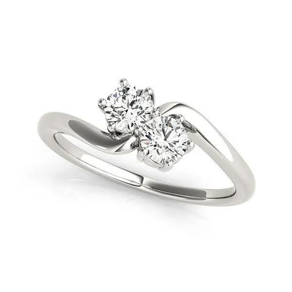 Solitaire two-stone diamond ring in 14k white gold by Bids.com with curved band and twin diamonds on Tampa Home & Garden Store