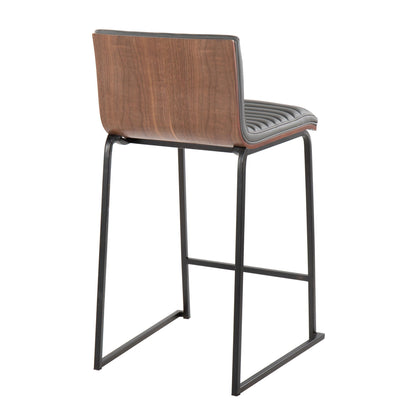 Contemporary counter stools with tufted grey upholstered seat and wood back, set of 2 on Tampa Home & Garden Store
