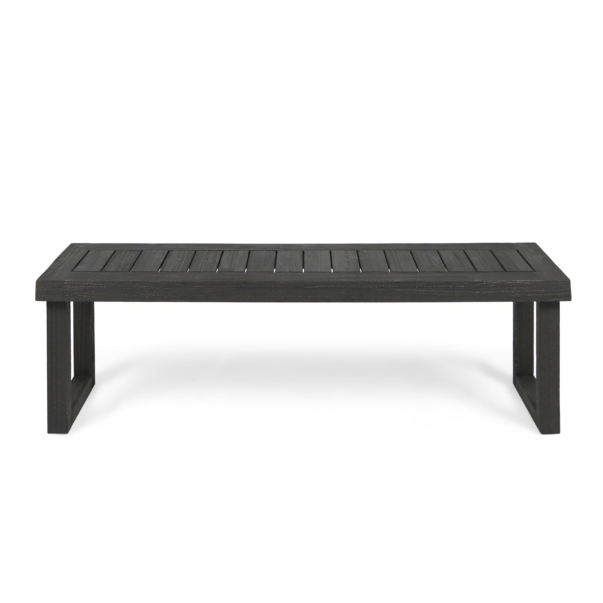 Realm outdoor bench with slat panel top and base in dark gray by HouseOfZazla on Tampa Home & Garden Store