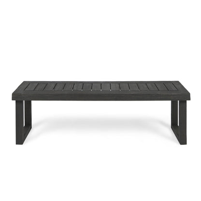 Realm outdoor bench with slat panel top and base in dark gray by HouseOfZazla on Tampa Home & Garden Store