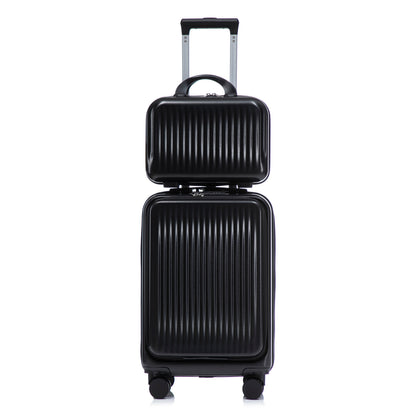 14/20 ABS spinner luggage set with cosmetic case, ribbed black hard-shell suitcases on wheels on Tampa Home & Garden Store
