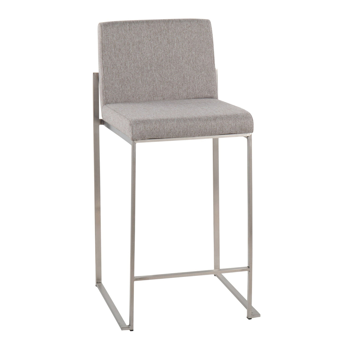 Contemporary High Back Counter Stool with padded backrest in taupe fabric and metal frame on Tampa Home & Garden Store