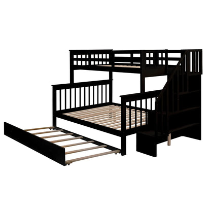 Bunk Bed with Twin Size Trundle and Guard Rail