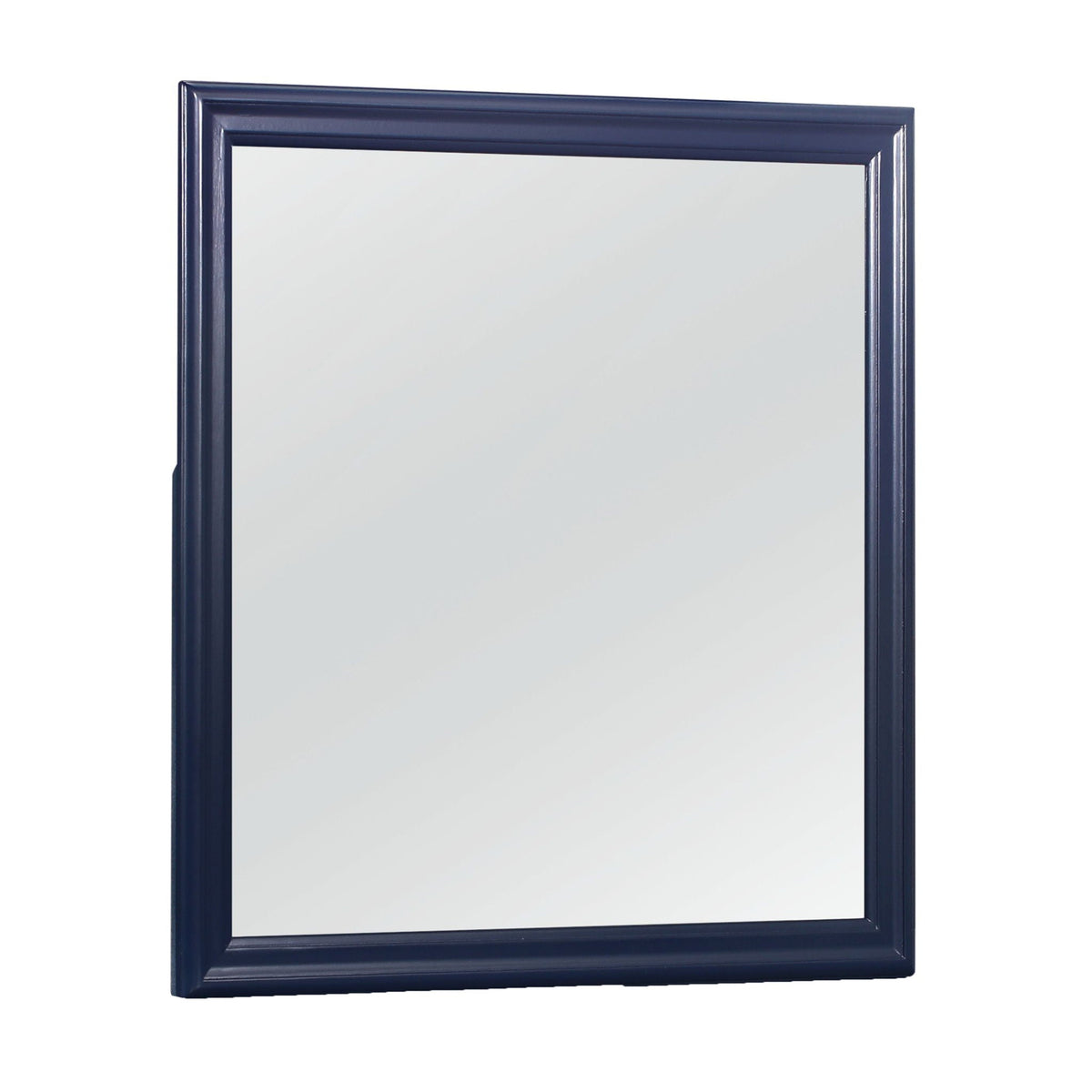 Charlston 5 Piece Bedroom Set LED Headboard navy blue framed mirror close-up on Tampa Home & Garden Store