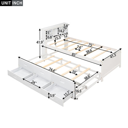 Platform bed with storage headboard USB ports, trundle and three drawers by HouseOfZazla on Tampa Home & Garden Store