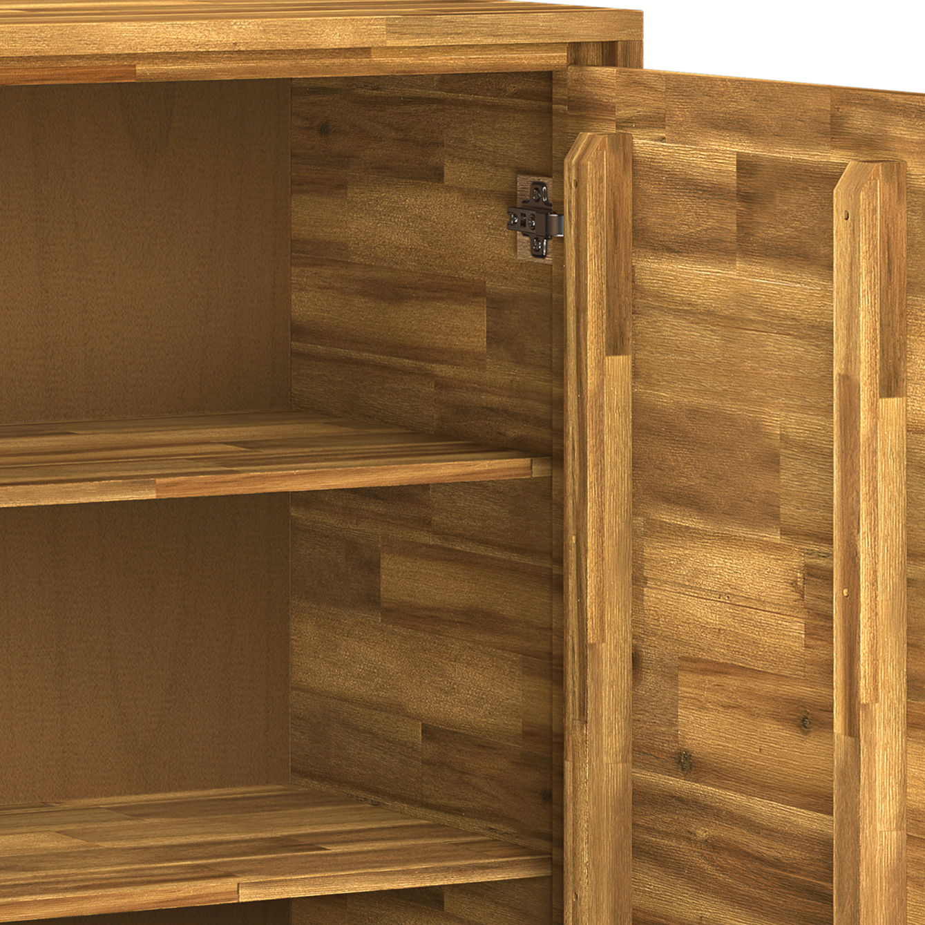 Lowry Medium Handcrafted Storage Cabinet by HouseOfZazla, warm wood, two-door with two shelves on Tampa Home & Garden Store