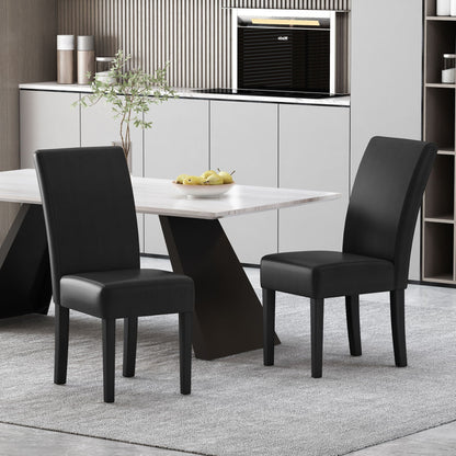 Contemporary dining chair set with rubberwood legs, black faux-leather, 2 seats by HouseOfZazla on Tampa Home & Garden Store