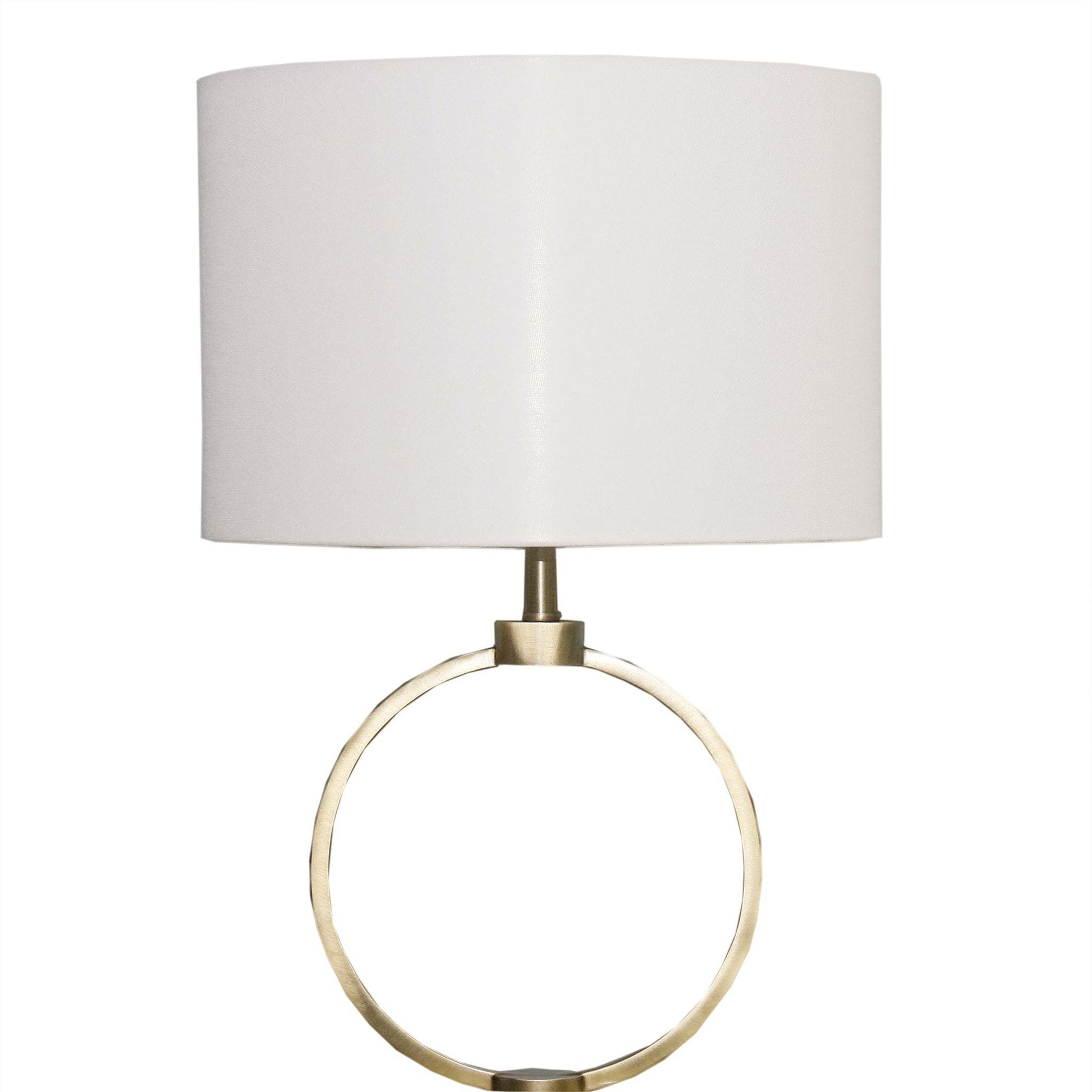 Nordic Home Table Lamp beige drum shade with brass circular ring base HouseOfZazla on Tampa Home & Garden Store
