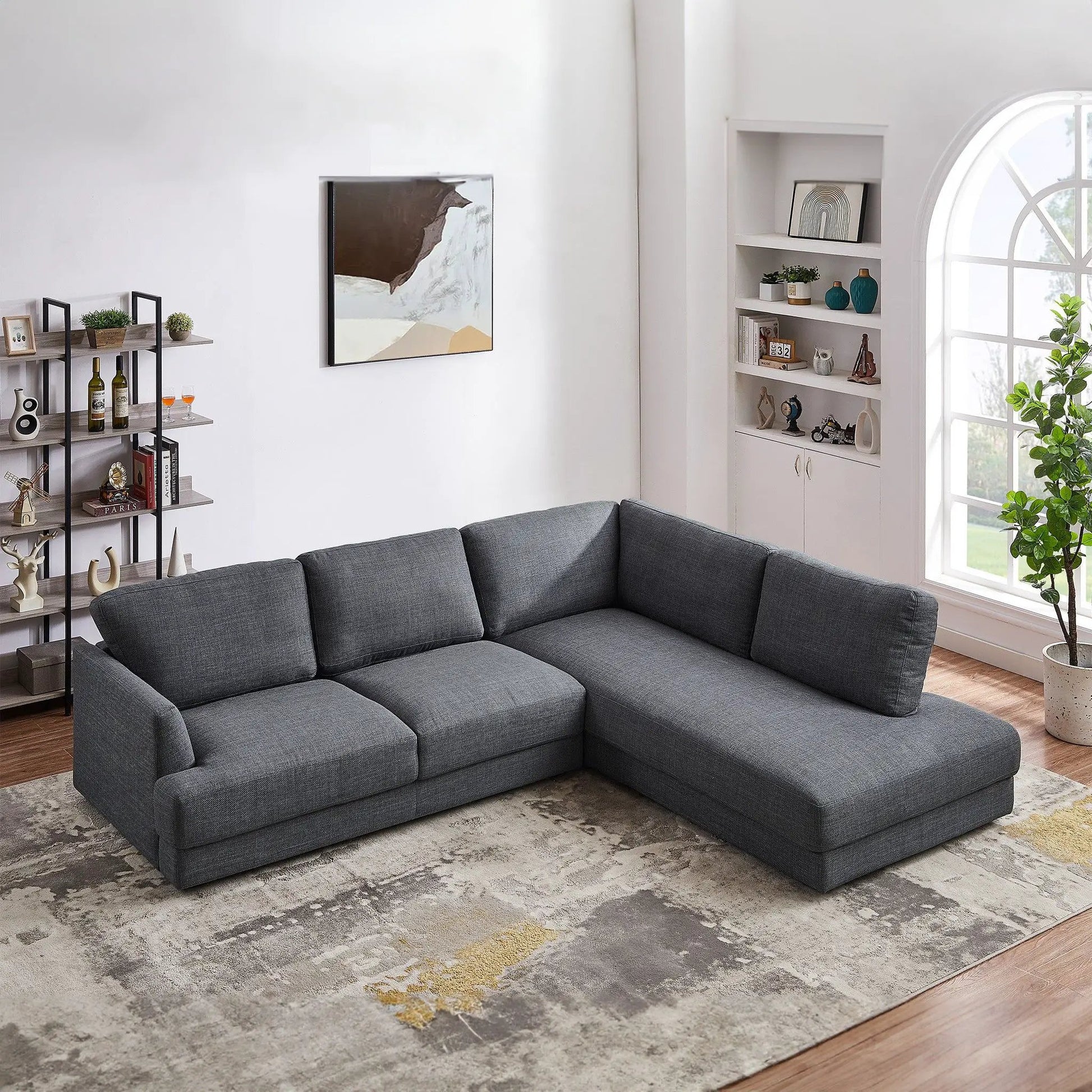 Glander stationary sectional sofa in dark gray fabric by Unique Piece Furniture on Tampa Home & Garden Store