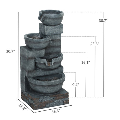 Garden fountain tall waterfall with LED lights, gray stacked-stone columns by HouseOfZazla on Tampa Home & Garden Store