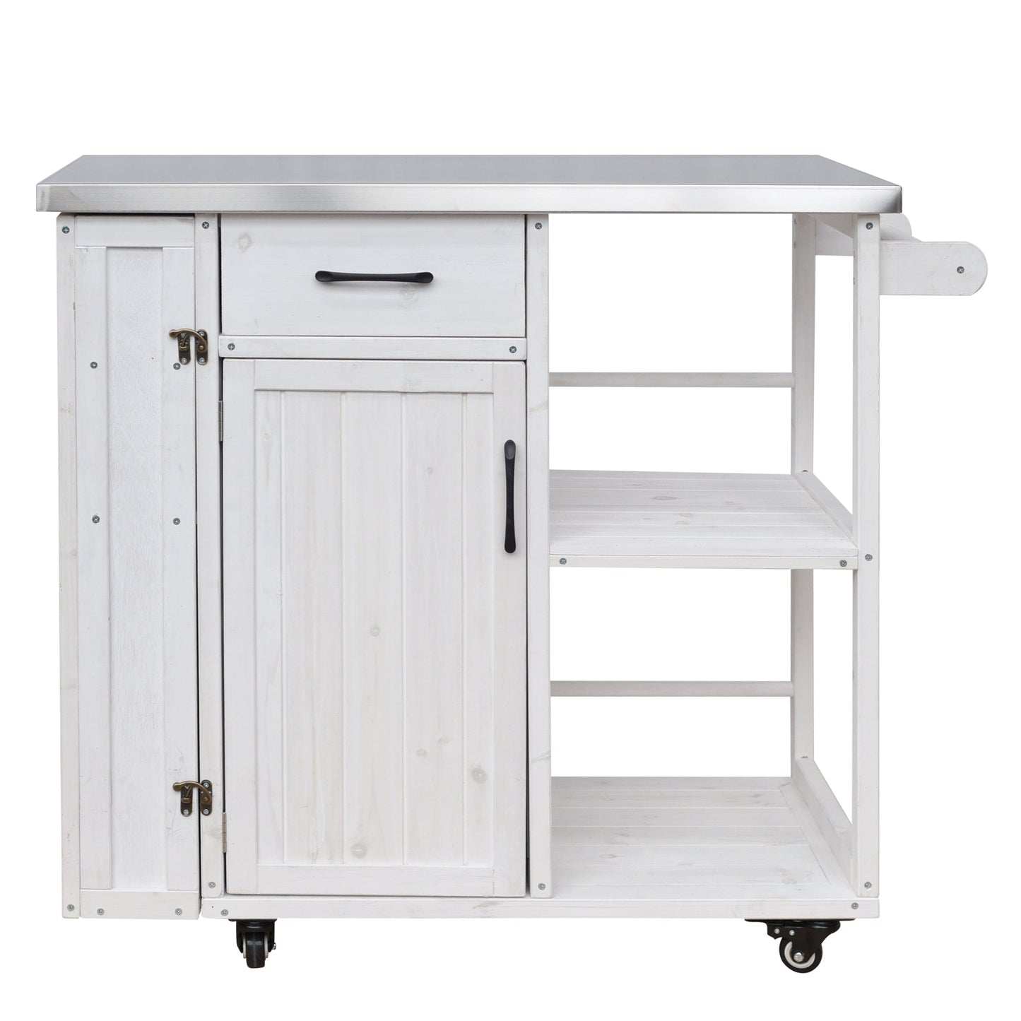 Outdoor Kitchen Island Fir Wood Prep Station HouseOfZazla whitewashed finish and stainless steel top on Tampa Home & Garden Store
