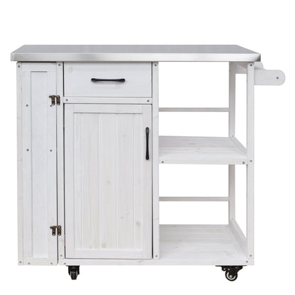 Outdoor Kitchen Island Fir Wood Prep Station HouseOfZazla whitewashed finish and stainless steel top on Tampa Home & Garden Store