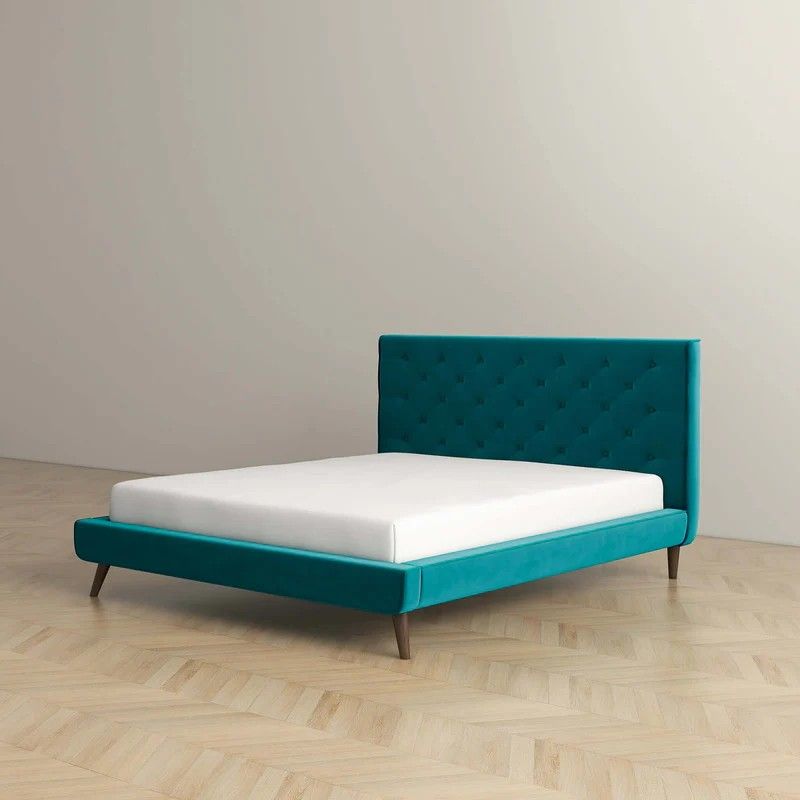 Dillon a Soft Mid Century Platform Bed Frame