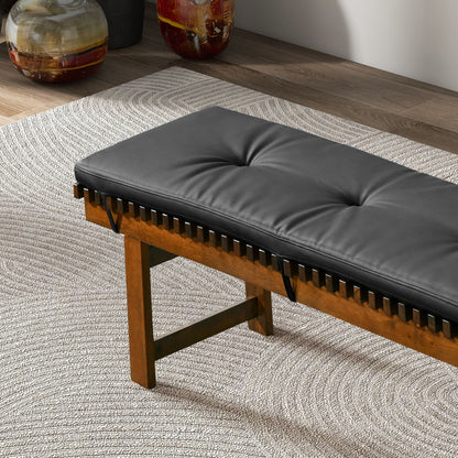 Lucia black upholstered bench with solid wood frame and slatted base on Tampa Home & Garden Store