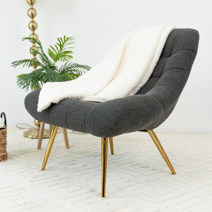 Aubrey French Boucle Lounge Chair Gray Fabric