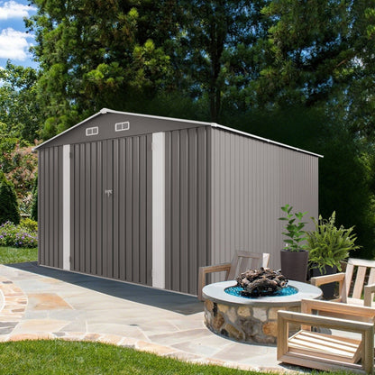 Outdoor Metal Storage Shed With Lockable Doors