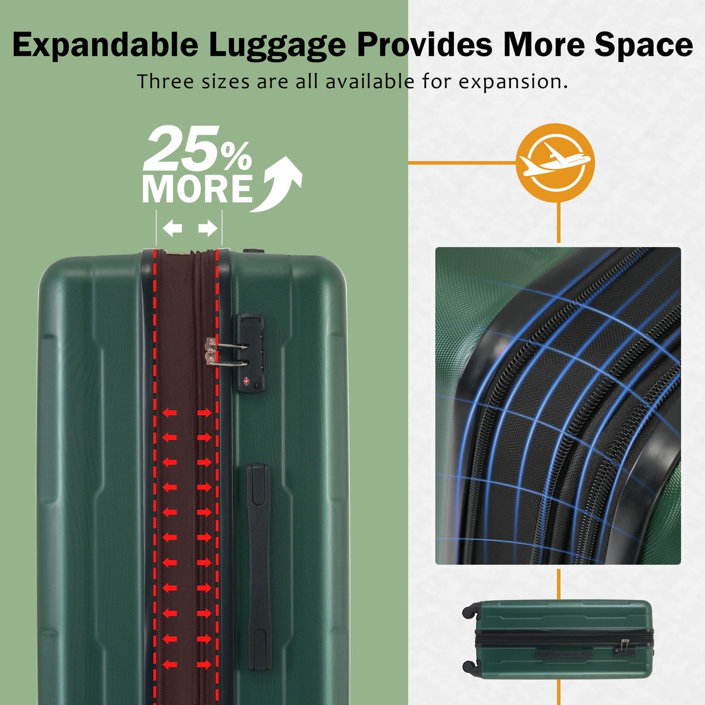 2-Piece Luggage Set: ABS lightweight expandable 20/28 suitcases with TSA lock HouseOfZazla on Tampa Home & Garden Store