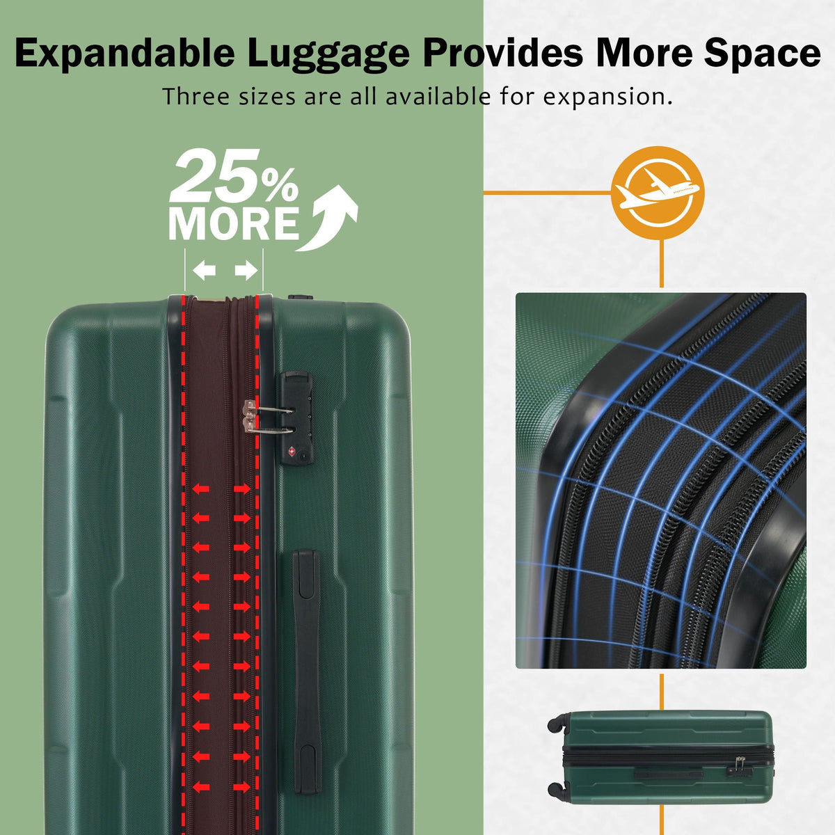 2-Piece Luggage Set: ABS lightweight expandable 20/28 suitcases with TSA lock HouseOfZazla on Tampa Home & Garden Store