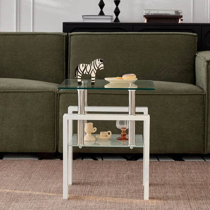 Tempered Glass Table With Storage For Living Room